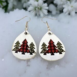 ⭐️ 5 for $25 Wood Festive Christmas Trees Earrings